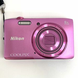 SH★ 1円スタート Nikon ニコン COOLPIX S3600 コンパクトデジタルカメラ ピンク 中古 充電ケーブル、充電池、ネックストラップ付き