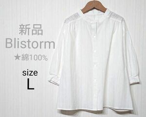 Blistorm バンドカラー シャツ ブラウス Lサイズ オフホワイト