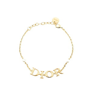 ディオール ロゴ フェイクパール ブレスレット ゴールド メッキ レディース Dior 【中古】