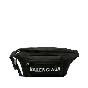 バレンシアガ ロゴ ボディバッグ ウエストバッグ ショルダーバッグ 530009 ブラック ナイロン レディース BALENCIAGA 【中古】