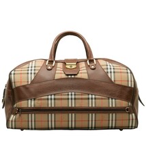 バーバリー ノバチェック シャドーホース ボストンバッグ 旅行用バッグ ベージュ ブラウン キャンバス レザー BURBERRY 【中古】_画像1