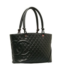 シャネル マトラッセ カンボンライン トートバッグ ハンドバッグ ブラック レザー レディース CHANEL 【中古】_画像2