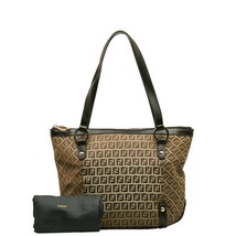 フェンディ ズッキーノ トートバッグ ショルダーバッグ ベージュ ブラウン キャンバス レザー レディース FENDI 【中古】_画像9