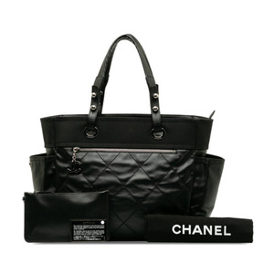 シャネル ココマーク パリビアリッツGM トートバッグ ショルダーバッグ ブラック PVC キャンバス レザー レディース CHANEL 【中古】