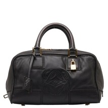 ロエベ アマソナ28 アナグラム ハンドバッグ ブラック レザー レディース LOEWE 【中古】_画像1