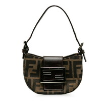 フェンディ ズッカ ミニクロワッサン ミニショルダーバッグ ブラウン キャンバス レザー レディース FENDI 【中古】_画像1