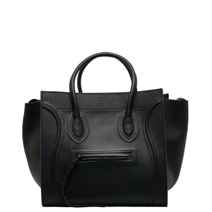 セリーヌ ラゲージ ファントムショッパー ハンドバッグ ブラック レザー レディース CELINE 【中古】