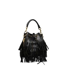 サンローラン パリ エマニュエル フリンジ ハンドバッグ ショルダーバッグ 2WAY VLR381762 ブラック ゴールド SAINT LAURENT 【中古】_画像3