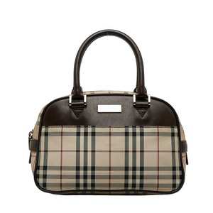 バーバリー ノバチェック ハンドバッグ ベージュ キャンバス レザー レディース BURBERRY 【中古】