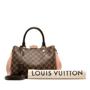 ルイ ヴィトン ダミエ ブリタニー ハンドバッグ ショルダーバッグ 2WAY N41674 ブラウン ピンク PVC レザー LOUIS VUITTON 【中古】