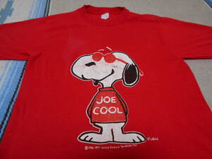 １９７０年代製 ARTEX SNOOPY JOE COOL SCHULTZ スヌーピー ビンテージ Tシャツ 赤 レッド MADE IN USA VINTAGE ANTIQUES WOODSTOCK