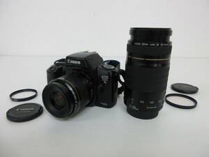 中古 カメラ Canon キャノン EOS 1000S / レンズ EF 35-80mm 1:4-5.6 / 75-300mm 1:4-5.6 ※通電のみ確認済 ／D