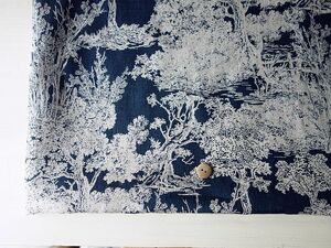 最終！★閉店在庫処分★450×110cm巾★HOKKOH リネン トワルドジュイ柄 navy ★