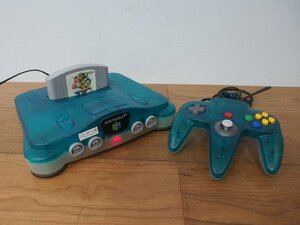 ☆【1H0320-8】 NINTENDO 任天堂 NINTENDO64 NUS-001 NUS-005 100V クリアブルー ソフト 風来のシレン2 付き ジャンク