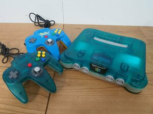 ☆【1F0322-9】 NINTENDO 任天堂 NINTENDO64 NUS-002 NUS-005 スケルトンブルー Pikachu ポケモン コントローラ付き ジャンク