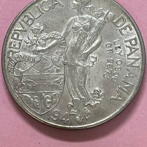 パナマ バルボア銀貨 1947 未使用の画像2