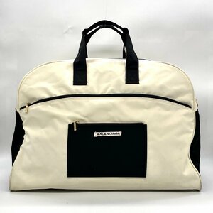 バレンシアガ BALENCIAGA ナイロン ボストンバッグ ホワイト ブラック Bロゴ 手提げ 鞄 カバン メンズ レディース バッグ 6-2-071