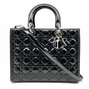 クリスチャンディオール Christian Dior レディディオール 2way ショルダーバッグ ハンドバッグ パテント ブラック 黒 バッグ 鞄 6-3-670