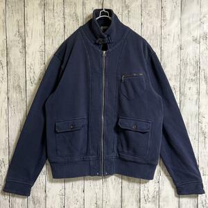 90's Ralph Lauren ラルフローレン スポーツジャケット スポジャケ 紺 ネイビー XL スウェット地 90年代ヴィンテージ US古着 HTK3314