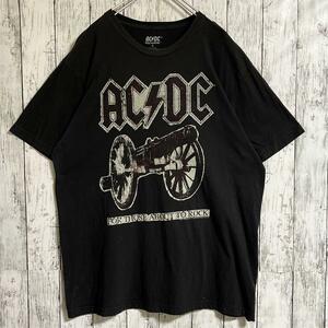 00's ACDC バンドTシャツ バンT ミュージックTシャツ 黒 ブラック XL オフィシャル 大砲 US古着 Y2K HTK3321