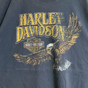 HARLEY DAVIDSON ハーレーダビッドソン Tシャツ ハーレーT 紺 ネイビー 2XL イーグル ビンテージ加工 US古着 アメカジ HTK3363の画像4