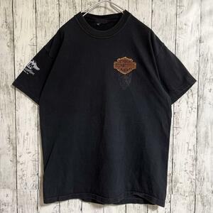 00's HARLEY DAVIDSON ハーレーダビッドソン Tシャツ ハーレーT 黒 ブラック L相当 バーアンドシールド Y2K US古着 アメカジ HTK3371