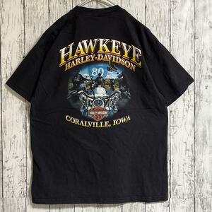 HARLEY DAVIDSON ハーレーダビッドソン Tシャツ ハーレーT L 黒 ブラック 両面プリント FAT BOY US古着 アメカジ HTK3376