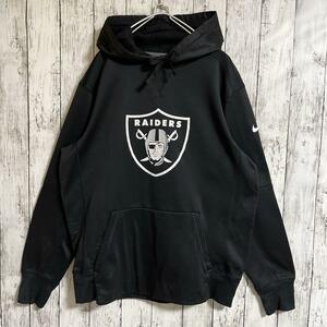 NIKE ナイキ NFL RAIDERS レイダース プルオーバーパーカー フーディ L 黒 ブラック ワンポイント スウッシュロゴ HTK3080