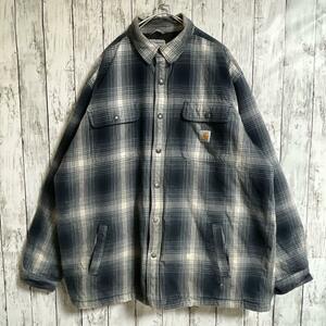 carhartt カーハート 裏ボア シャツジャケット オンブレチェック シャドウチェック 2XL ビッグサイズ US古着 アメカジ HTK2961