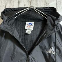 90's adidas アディダス ナイロンジャケット 黒 ブラック 2XL US古着 90年代ヴィンテージ アメカジ ビッグサイズ ワンポイント HTK3523_画像5