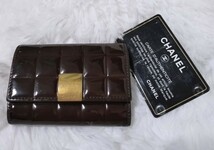 CHANEL シャネル キーケース エナメル チョコバー ダークブラウン ブラウン _画像1