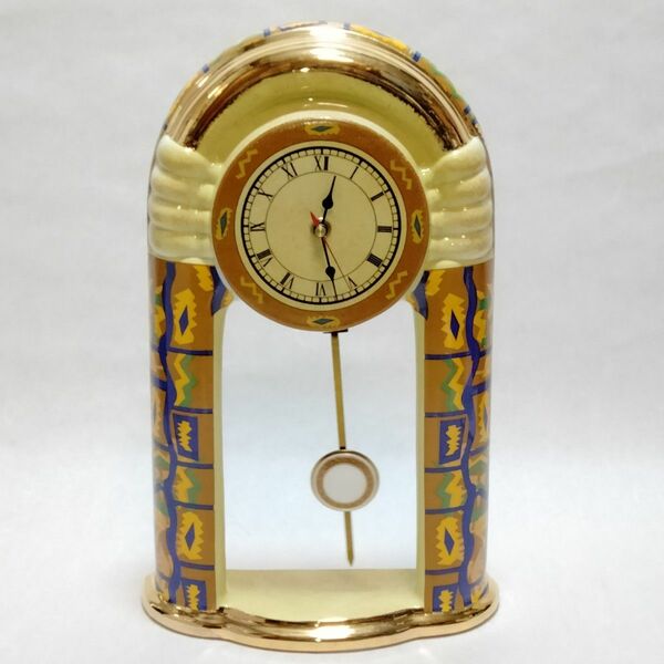 未使用■アンティーク置き時計 陶磁器　輸入雑貨　黄金色