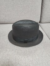 NEW YORK HAT　ニューヨークハット　夏用ハット　中折れ帽 　麦わら帽子　男性用　ブラック　 黒　L　モッズ　ツートーン　_画像2