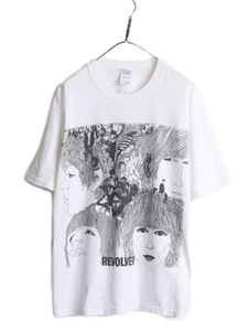 90s ★ ビートルズ イラスト プリント Tシャツ メンズ XL / 古着 90年代 オールド Beatles オフィシャル REVOLVER バンド ロック アート 白