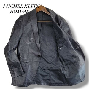 【MICHEL KLEIN　HOMME/ミッシェルクランオム】レザージャケット/シングル１つボタン/ 総裏