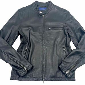 【美品】URBAN RESEARCH アーバンリサーチシングル ライダース ジャケット ブルゾン ノーカラー 38/M 羊革 ブラック メンズの画像2