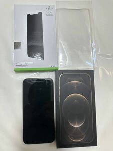 送料込み 美品 iPhone 12 Pro Max Gold 512GB SIMフリー&Apple store 購入belkin UltraGlass Privacy Screen Protector 新品購入時貼り付け