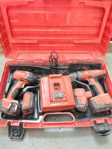 中古品☆HILTI　充電ドリル＆インパクトドライバーセット　SFH144-A　バッテリー×４　動作品