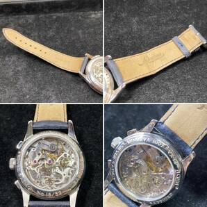 【YH-8525】未使用現状品 Minerva ミネルバ 機械式 手巻き クロノグラフ 腕時計 稼働品 アンティーク ヴィンテージ時計の画像9