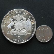 【チリ】10ペソ銀貨プルーフ(銀品位999) KM#183 1968年 ミンテージ極少_画像3