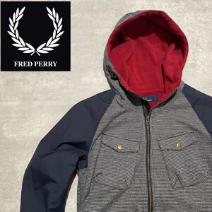 【極美品】 FRED PERRY フレッドペリー マウンテンパーカー 千鳥子柄 裏フリース S