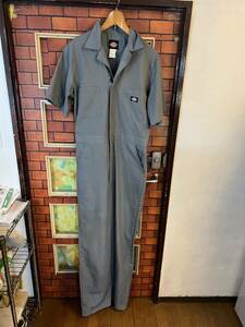 つなぎ ツナギ 半袖 重ね着 アウトドア オールインワン エンジニア メカニック ディッキーズ dickies グレー系　サイズ M アメリカ古着