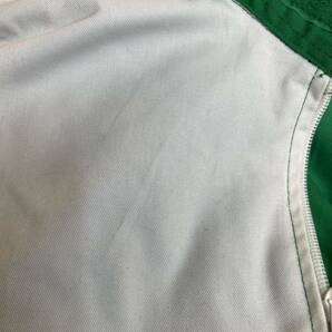 ツナギ つなぎ エンジニア メカニック オールインワン ユーロ古着 フレンチワーク 緑白系 長袖 ウエストサイドゴム サイズ Mくらいの画像4