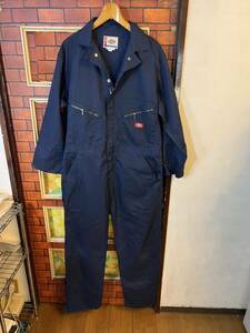 つなぎ ツナギ オールインワン dickies ディッキーズ サイズL メカニック エンジニア 紺系　ビックサイズ　アメリカ古着　アウトドア