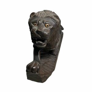 【福0301-5】木彫り ライオン アフリカ オブジェ インテリア 雑貨 ビンテージ ヴィンテージ 置物 木製 40cm アンティーク