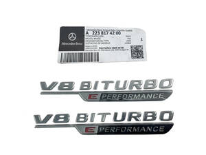 W223 純正 エンブレム《V8 BITURBO E PERFORMANCE》A2238174200 メルセデス ベンツ Sクラス 国内発送 即納 カスタム サイド 2023年モデル .