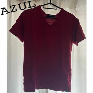 早い物勝ち 廃盤 AZUL T シャツ 赤 夏用 AZUL bymoussy Vネック