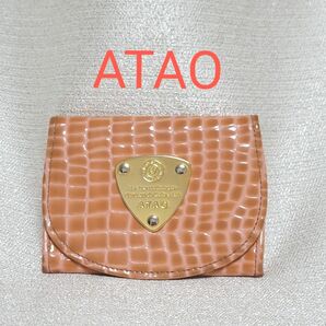 ATAO アタオ カードケース クロコエナメル 札入れ　暖色系　アプリコット　カードケース パスケース　名刺入れ　カード入れ