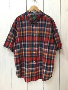 WOOLRICH ウールリッチ コットン半袖シャツ チェックシャツ メンズXL 大きめ 良品綺麗