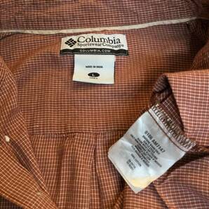 COLUMBIA コロンビア コットン半袖シャツ チェックシャツ アウトドアカジュアル 茶系 メンズL 良品綺麗の画像10